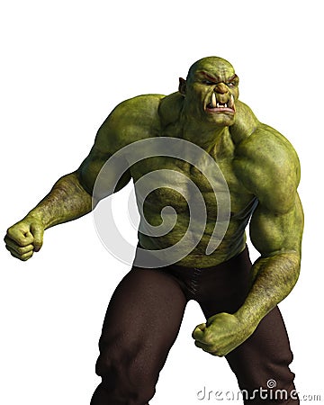 Green ogre in a white background Stock Photo