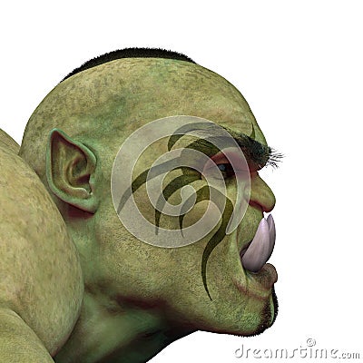 Green ogre in white background Stock Photo