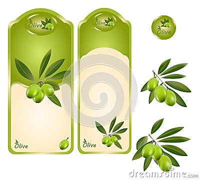 Green olive label Stock Photo