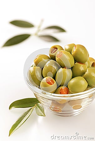 Green olives stuffed with pimento Stock Photo