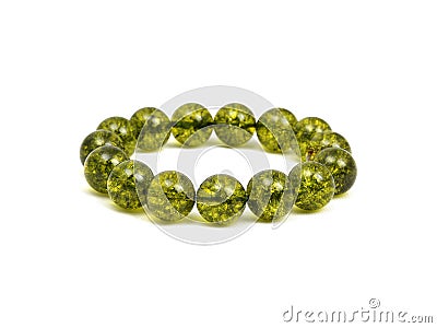 Green Olivine or Green Peridote lucky stone bracelet Beads Stock Photo