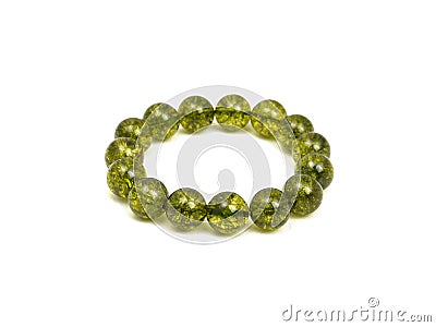 Green Olivine or Green Peridote lucky stone bracelet Beads Stock Photo