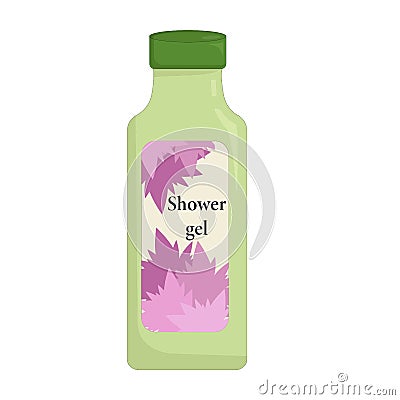 green opaque bottle of floral shower gel Vector Illustration