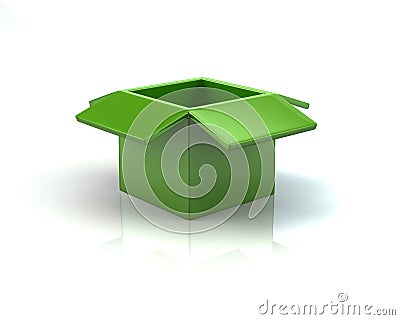 Green open box Cartoon Illustration