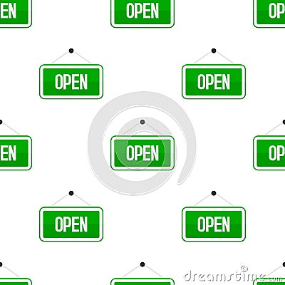 Green Open Flat Sign Seamless Pattern Vector Illustration