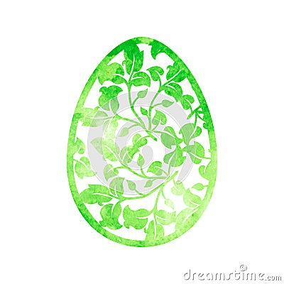 Green openwork easter egg on a white background. Vector Illustration