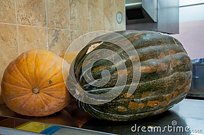 Green and orange coler pumpkin Stock Photo