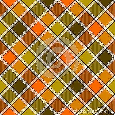 Green orange diagonal check plaid seamless pattern Vector Illustration