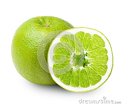 Green orange fruit isolated Stock Photo