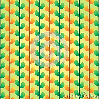 Green and orange leafs pattern Vector Illustration