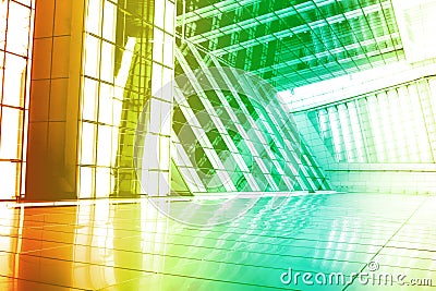 Green Orange Modern Building Abstract Stock Photo