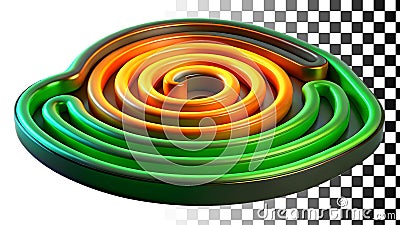 Green orange rings, nested abstract design element png transparent image Generative AI Stock Photo