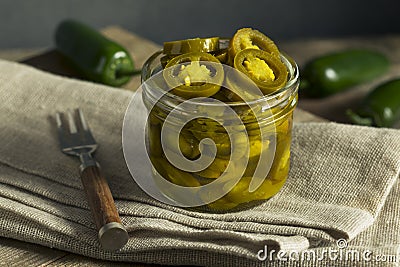 Green Organic Pickled Jalapenos Stock Photo