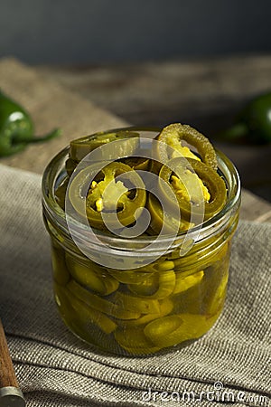 Green Organic Pickled Jalapenos Stock Photo