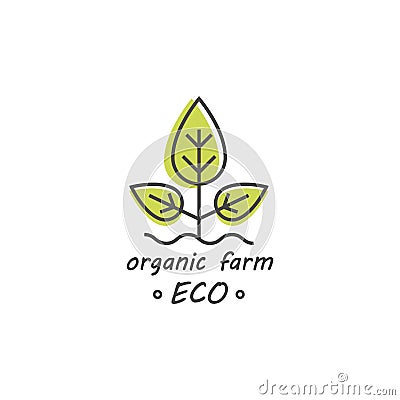 Green and organic products label or badge - icons and illustrations related to fresh Vector Illustration