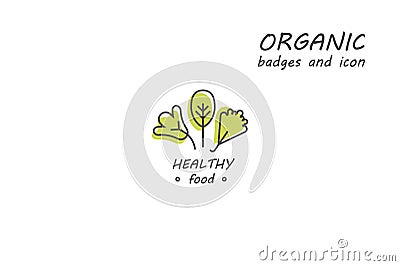 Green and organic products label or badge - icons and illustrations related to fresh Vector Illustration