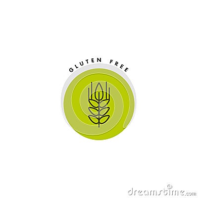 Green and organic products label or badge - icons and illustrations related to fresh and healthy food -natural and organic. Gluten Cartoon Illustration