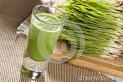 Green Organic Wheat Grass Shot Stock Photo