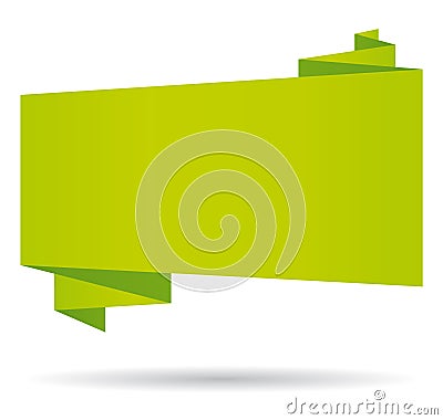 Green origami banner. Vector Illustration