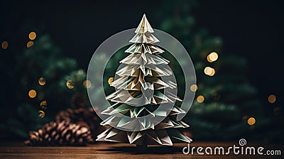 Green Origami Christmas Tree Stock Photo