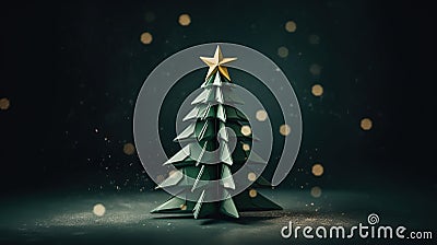 Green Origami Christmas Tree Stock Photo