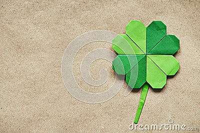 Green origami paper shamrock clover Stock Photo