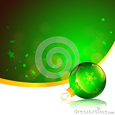 Green Ornament Christmas Card Vector Illustration