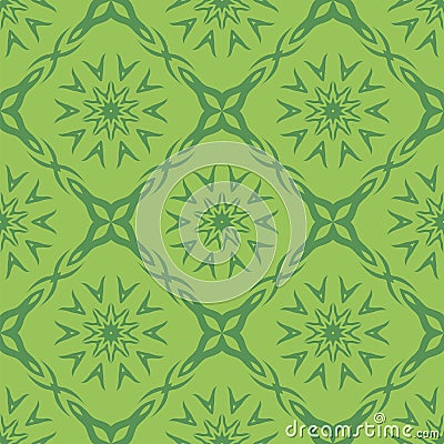 Green Ornamental Seamless Line Pattern. Vector Illustration