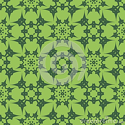 Green Ornamental Seamless Line Pattern Vector Illustration