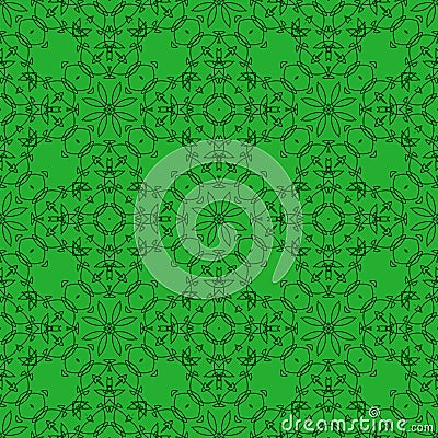 Green Ornamental Seamless Line Pattern Stock Photo