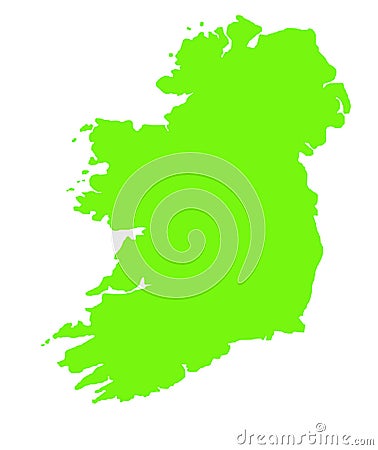 Green outline map of Ireland Stock Photo