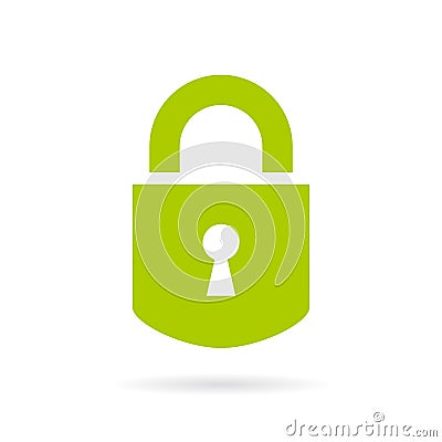 Green padlock vector icon Vector Illustration