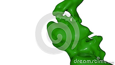 Green paint splash isolated. 3D rende Stock Photo