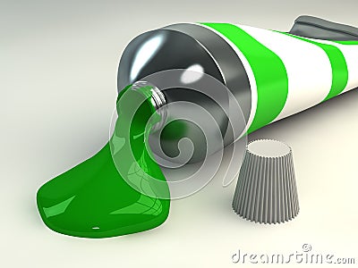 Green paint tube Stock Photo