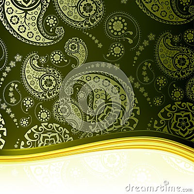 Green Paisley Background Vector Illustration