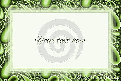 Green paisley background with a large text box Stock Photo