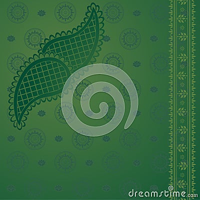 Green paisley saree design Vector Illustration