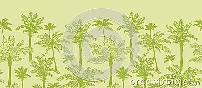 Green palm trees horizontal seamless pattern Vector Illustration