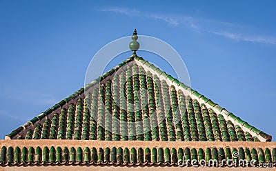 Green Pantile Roof in Marrakesh, Morocco Stock Photo