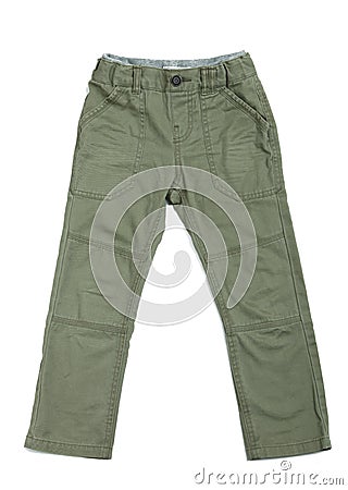 Green pants for the boy Stock Photo