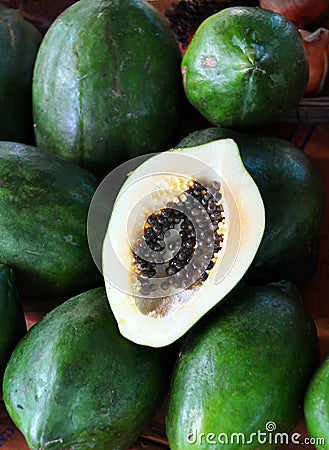 Green Papaya Fruit Stock Photo