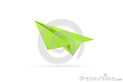Green paper airplane on a white background. The concept of starting a business, a new beginning, all over again. start ap Stock Photo