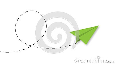 Green paper airplane on white, vector illustration Vector Illustration