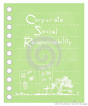 Green Paper with Corporate Social Responsibility Concepts Vector Illustration