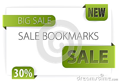 Green paper tags for new discounted items Vector Illustration