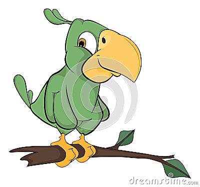 Green parrot cartoon Vector Illustration