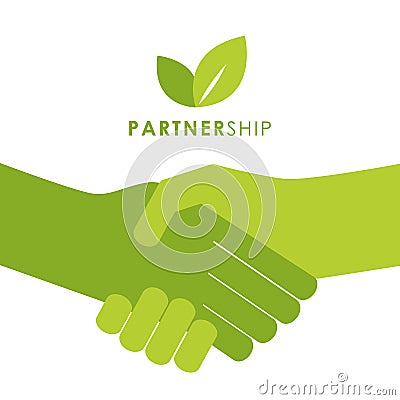 Green partnership handshake people shake hands symbol Vector Illustration