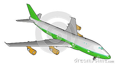 Green passenger plane, illustration, vector Vector Illustration