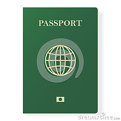 Green passport isolated on white. International identification document for travel. Vector illustration. Vector Illustration