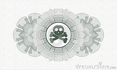 Green passport money style rosette. Vector Illustration. Detailed with crossbones icon inside EPS10 Vector Illustration